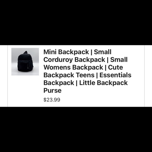 ๐ NWT! Black Corduroy Mini Backpack ๐ - Picture 2 of 5